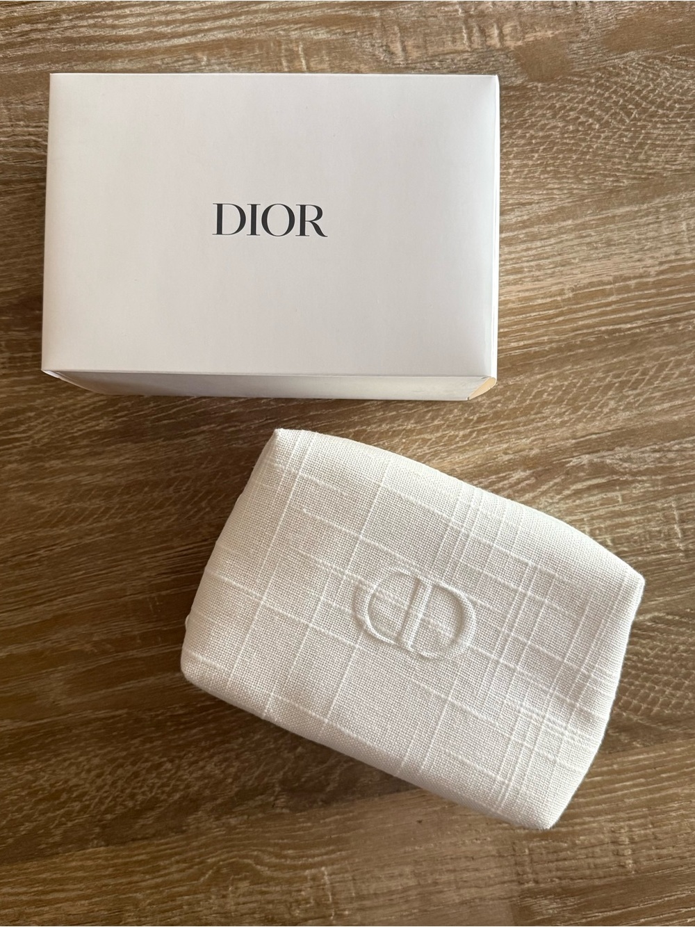 Dior White Textured Pouch